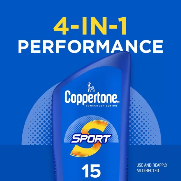 Coppertone SPORT Sunscreen SPF 15 Lotion Water Resistant Sunscreen Body Sunscreen Lotion 7 Fl OzSPF 15