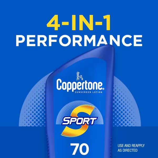 Coppertone SPORT Sunscreen SPF 70 Water Resistant Sunscreen Lotion Broad Spectrum Bulk Sunscreen Pack 7 Fl Oz Bottle Pack of 2SPF 70