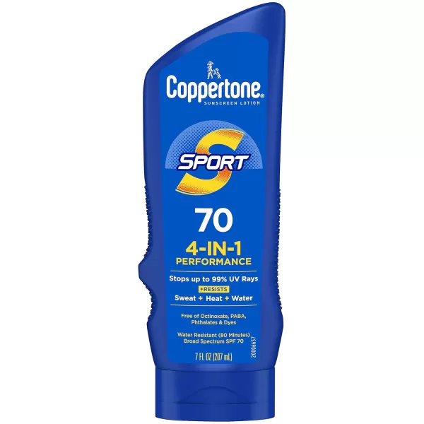 Coppertone SPORT Sunscreen SPF 70 Water Resistant Sunscreen Lotion Broad Spectrum Bulk Sunscreen Pack 7 Fl Oz Bottle Pack of 2SPF 70