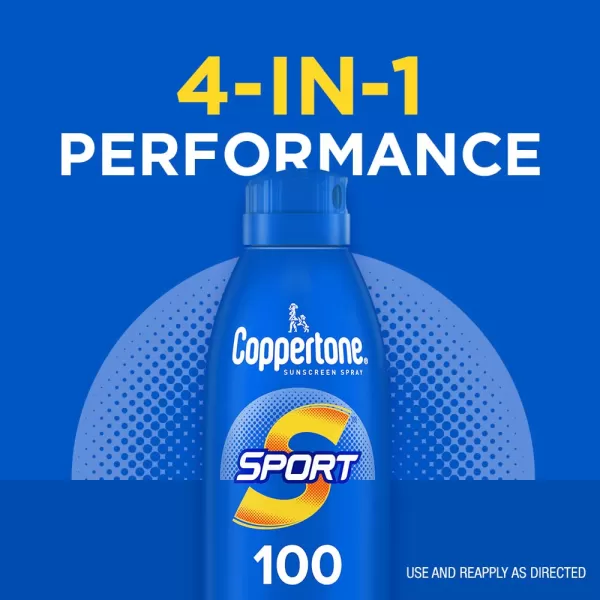 Coppertone SPORT Sunscreen Spray SPF 100 Water Resistant Continuous Spray Sunscreen Broad Spectrum SPF 100 Sunscreen 55 Oz Spray