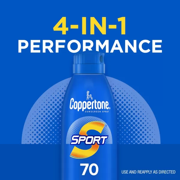 Coppertone SPORT Sunscreen Spray SPF 70 Water Resistant Sunscreen Broad Spectrum SPF 70 Sunscreen Bulk Sunscreen Pack 55 Oz Spray Pack of 3