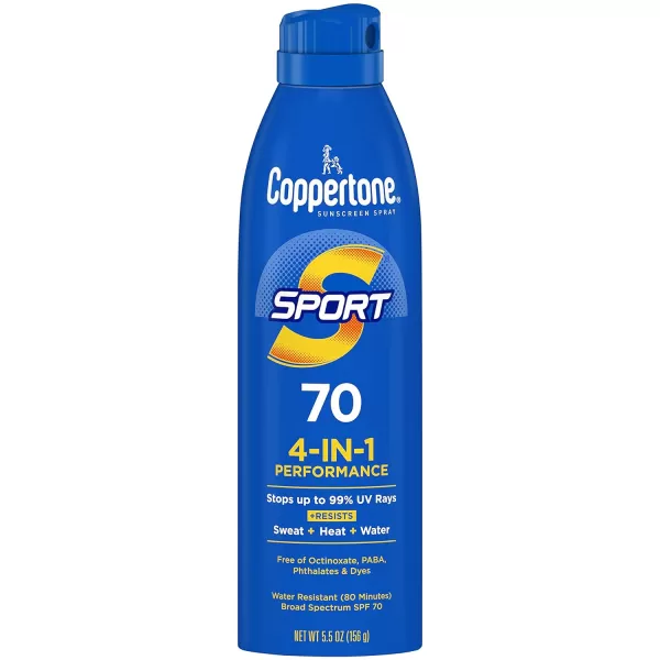 Coppertone SPORT Sunscreen Spray SPF 70 Water Resistant Sunscreen Broad Spectrum SPF 70 Sunscreen Bulk Sunscreen Pack 55 Oz Spray Pack of 3