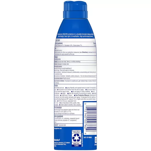 Coppertone Sport Sunscreen Spray Broad Spectrum SPF 15 Water Resistant Spray Sunscreen 55 Oz Pack of 3