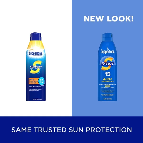 Coppertone Sport Sunscreen Spray Broad Spectrum SPF 15 Water Resistant Spray Sunscreen 55 Oz55 Ounce Pack of 2
