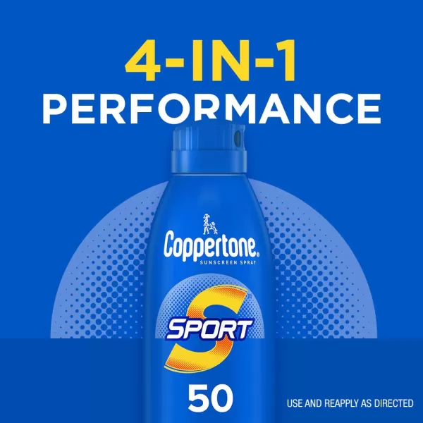 Coppertone Sport Sunscreen Spray SPF 50 Water Resistant Spray Sunscreen Broad Spectrum SPF 50 Sunscreen 55 Oz Bottle