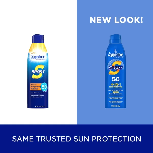 Coppertone Sport Sunscreen Spray SPF 50 Water Resistant Spray Sunscreen Broad Spectrum SPF 50 Sunscreen 55 Oz Bottle