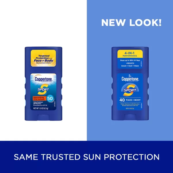 Coppertone Sport Sunscreen Stick SPF 50 Sunscreen Travel Size Sunscreen for Face and Body 15 Oz