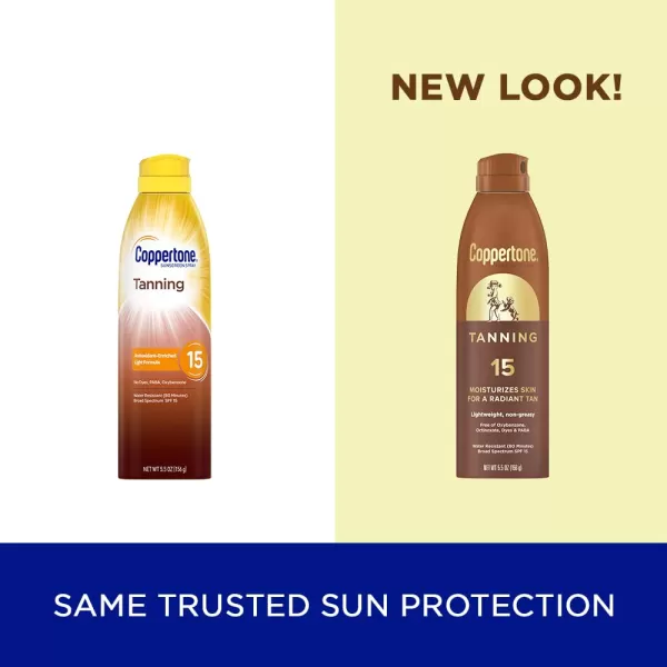 Coppertone Tanning Sunscreen Spray SPF 15 Broad Spectrum Tanning Sunscreen Water Resistant Sunscreen 55 Oz