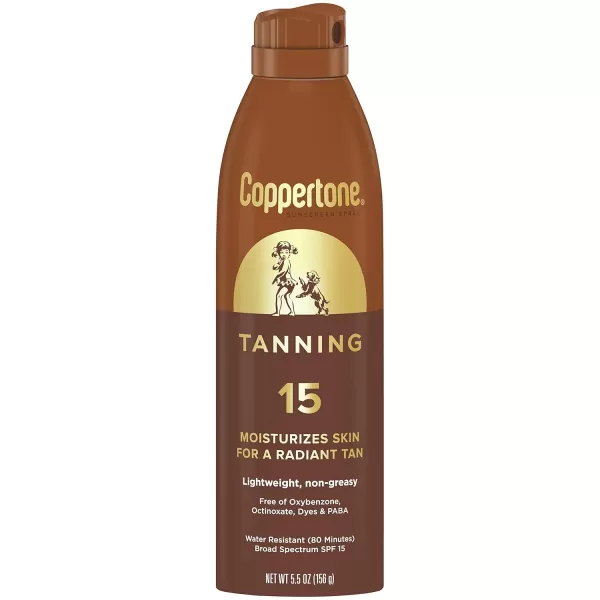 Coppertone Tanning Sunscreen Spray SPF 15 Broad Spectrum Tanning Sunscreen Water Resistant Sunscreen 55 Oz Pack of 3SPF 15