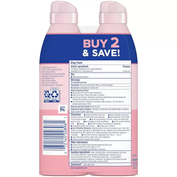 Coppertone WaterBabies Sunscreen Spray SPF 50 Baby Sunscreen Spray On Sunscreen 6 Oz 2 Pack