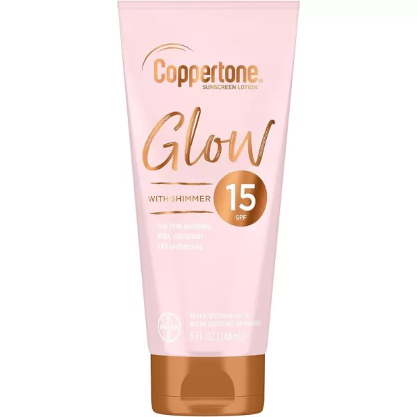 Coppertone Glow Hydrating Sunscreen Lotion with Illuminating Shimmer Minerals and Broad Spectrum SPF 15 Waterresistant Fastdrying Free of Parabens PABA Phthalates Oxybenzone White  5 oz