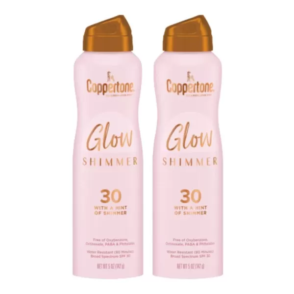 Coppertone Glow with Shimmer Spray Sunscreen Broad Spectrum SPF 30 Sunscreen 5 Oz Pack of 2SPF 30