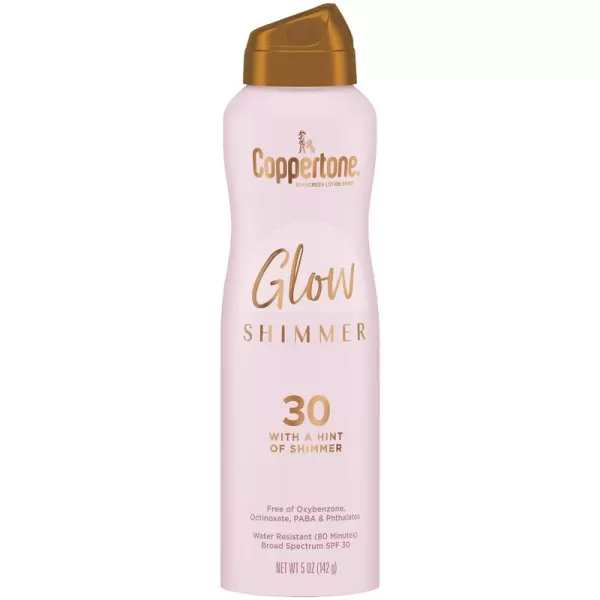 Coppertone Glow with Shimmer Sunscreen Spray Water Resistant Broad Spectrum SPF 30 5 Oz Spray
