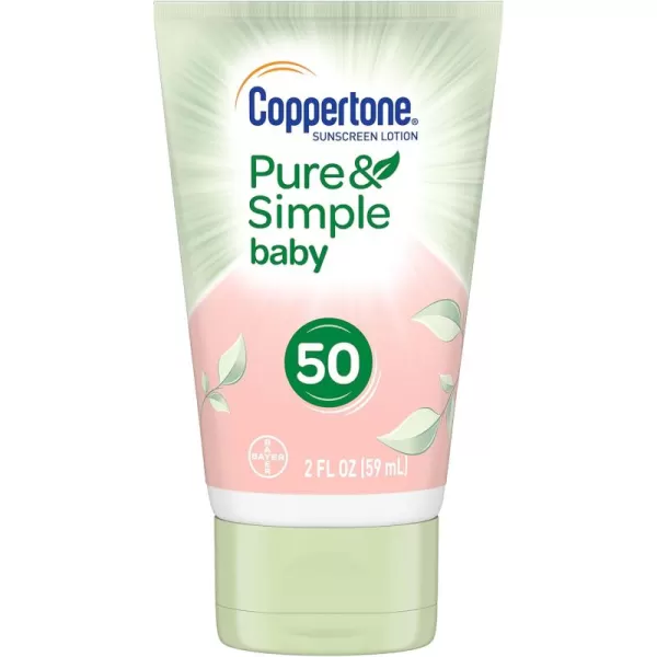 Coppertone Pure ampamp Simple Baby SPF 50 Face Sunscreen Lotion Zinc Oxide Mineral Sunscreen Tear Free Sunscreen for Face Travel Size 2 Ounce
