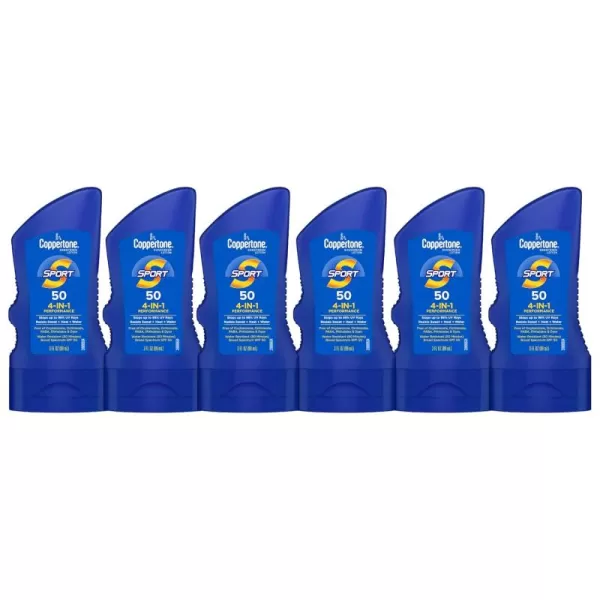 Coppertone SPORT Sunscreen Lotion SPF 50 Water Resistant Sunscreen Broad Spectrum SPF 50 Sunscreen Bulk Sunscreen Pack 3 Fl Oz Bottle Pack of 6