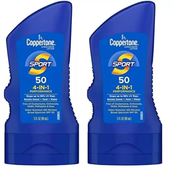 Coppertone SPORT Sunscreen SPF 50 Lotion Water Resistant  Body Sunscreen Lotion Travel Size  3 Fl Oz3 Fl Oz Pack of 2