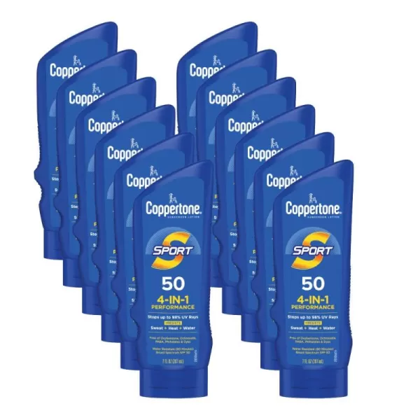 Coppertone SPORT Sunscreen SPF 50 Lotion Water Resistant Sunscreen Body Sunscreen Lotion 7 Fl Oz Pack of 127 Fl Oz Pack of 12