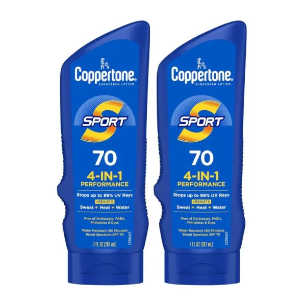 Coppertone SPORT Sunscreen SPF 70 Water Resistant Sunscreen Lotion Broad Spectrum Bulk Sunscreen Pack 7 Fl Oz Bottle Pack of 2SPF 70