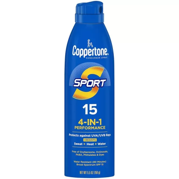 Coppertone Sport Sunscreen Spray Broad Spectrum SPF 15 Water Resistant Spray Sunscreen 55 Oz55 Ounce Pack of 1