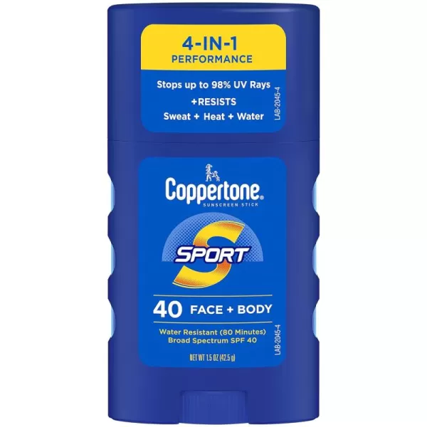 Coppertone Sport Sunscreen Stick SPF 50 Sunscreen Travel Size Sunscreen for Face and Body 15 Oz