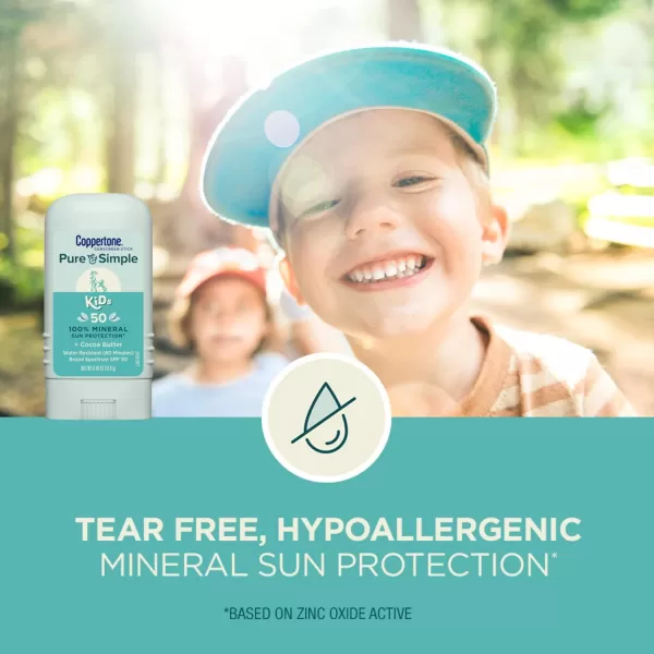 Coppertone Kids Sunscreen Pack Water Resistant Sunscreen for Kids Coppertone Kids Sunscreen Spray SPF 50 5 Oz Can  Coppertone Pure and Simple Kids Mineral Sunscreen Stick SPF 50 049 Oz