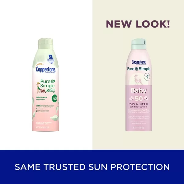 Coppertone Pure and Simple Baby Sunscreen Spray SPF 50 Zinc Oxide Mineral Sunscreen for Babies Toddler Sunscreen Water Resistant Broad Spectrum SPF 50 Sunscreen 5 Oz
