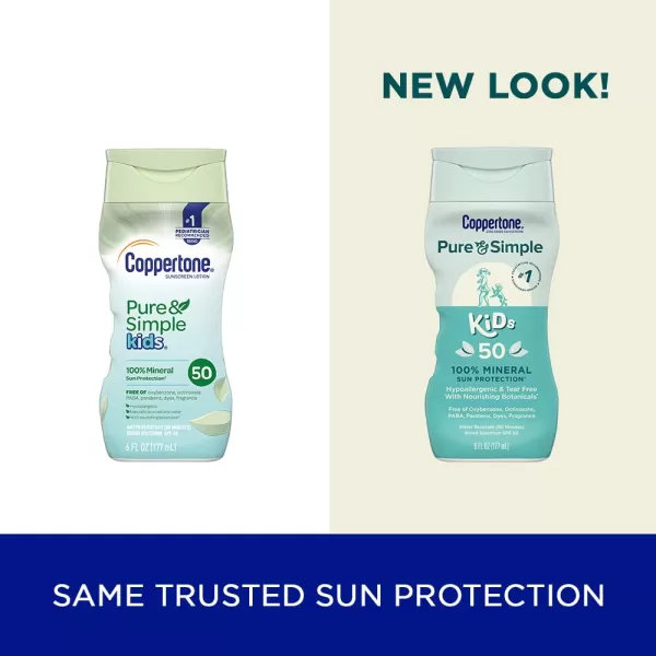 Coppertone Pure and Simple Kids Sunscreen Lotion SPF 50 Zinc Oxide Mineral Sunscreen for Kids Tear Free Water Resistant Broad Spectrum Sunscreen SPF 50 6 Fl Oz Bottle