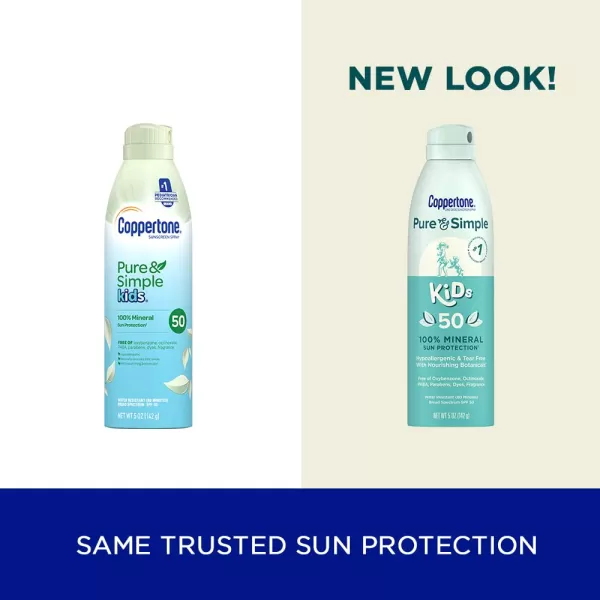 Coppertone Pure and Simple Kids Sunscreen Spray SPF 50 Zinc Oxide Mineral  Tear Free Water Resistant Broad Spectrum  5 OzSPF 50