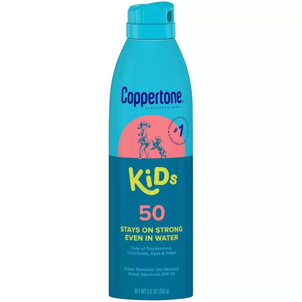 Coppertone Sunscreen Spray SPF 50 Broad Spectrum Water Resistant for Kids 1 Pediatrician Recommended Brand 55 Ounce Pack of 2