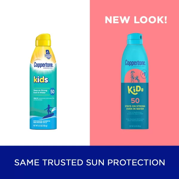 Coppertone Sunscreen Spray SPF 50 Broad Spectrum Water Resistant for Kids 1 Pediatrician Recommended Brand 55 Ounce Pack of 2
