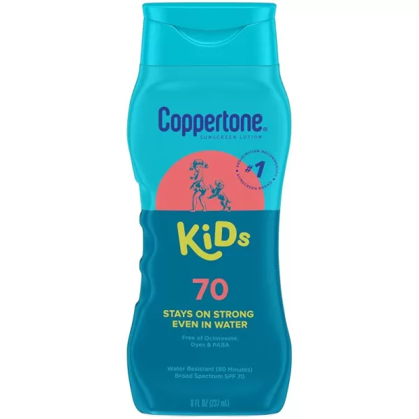 Coppertone Kids Sunscreen Lotion SPF 70 Sunscreen for Kids Water Resistant Sunscreen Lotion 8 Fl Oz