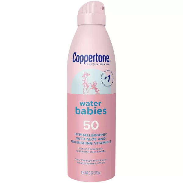 Coppertone Baby Sunscreen Pack Coppertone WaterBabies SPF 50 Sunscreen Spray 6 Oz Can  Coppertone Pure and Simple Baby Sunscreen Stick Mineral Sunscreen SPF 50 Tear Free 049 Oz Stick