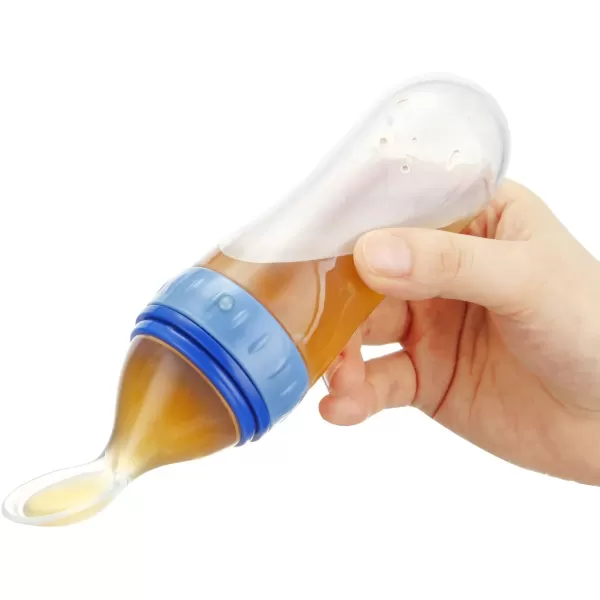 PandaEar 2 Pack Baby Food Spoon Dispenser  2 Silicone Baby Spoons Baby Spoon Bottle Feeder 4 oz Squeeze Spoon Feeder for Baby Food Travel Friendly Kids Toddlers Boys Girl