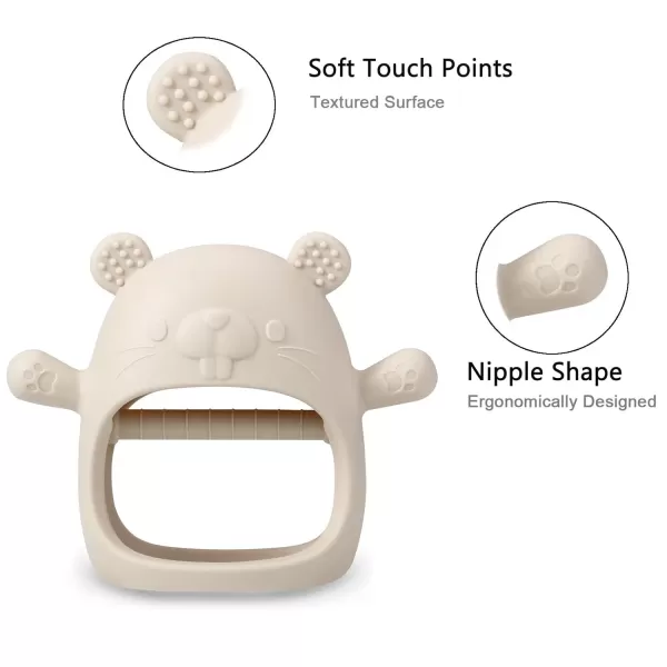 PandaEar 2 Pack Silicone Baby Teething Toys Baby Hand Teether Mitten for Sucking Needs Baby Chew Toys Hand Pacifier for Soothing Teething Pain Relief WhiteBlueWhitePink