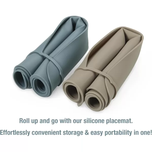 PandaEar 2 Pack Silicone Placemats for Baby Kids Food Grade NonSlip Eating Table Mats Portable Toddler Placemats for Dining Table ampamp Restaurants Blue ampamp Brown