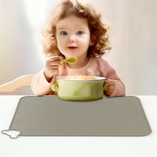 PandaEar 2 Pack Silicone Placemats for Baby Kids Food Grade NonSlip Eating Table Mats Portable Toddler Placemats for Dining Table ampamp Restaurants Blue ampamp Brown