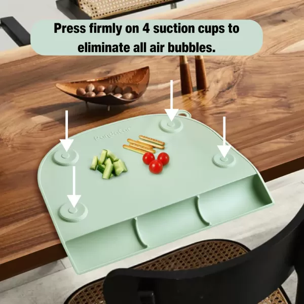 PandaEar 2 Pack Silicone Suction Placemats for Baby Kids Food Grade Mats Toddler Placemats with Food Catching Pockets for Dining Table ampamp Restaurants GreenBrown