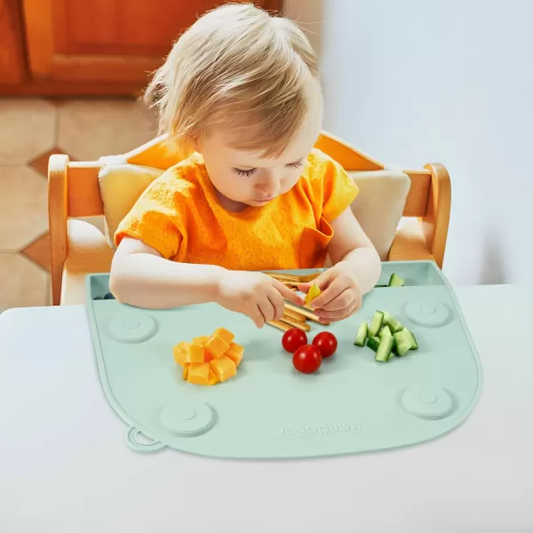 PandaEar 2 Pack Silicone Suction Placemats for Baby Kids Food Grade Mats Toddler Placemats with Food Catching Pockets for Dining Table ampamp Restaurants GreenBrown