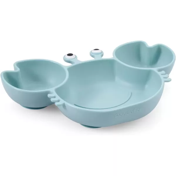 PandaEar 2 Pack Silicone Suction Plate for Baby Divided Unbreakable Toddler Food Plate with 2 Pack Spoons for Self Feeding Toddler Utensils Feeding Set Baby Eating Supplies Crab Shape BlueampampPinkBluePink