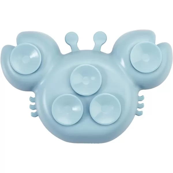 PandaEar 2 Pack Silicone Suction Plate for Baby Divided Unbreakable Toddler Food Plate with 2 Pack Spoons for Self Feeding Toddler Utensils Feeding Set Baby Eating Supplies Crab Shape BlueampampPinkBlueGreen