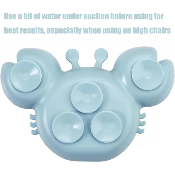 PandaEar 2 Pack Silicone Suction Plate for Baby Divided Unbreakable Toddler Food Plate with 2 Pack Spoons for Self Feeding Toddler Utensils Feeding Set Baby Eating Supplies Crab Shape BlueampampPinkBluePink