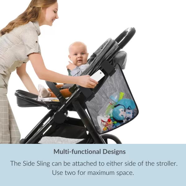 PandaEar 2 Pack Stroller Side Sling Baby Stroller Organizer Mesh Cargo Net Universal NonSlip Stroller Organizer ampamp Storage Black