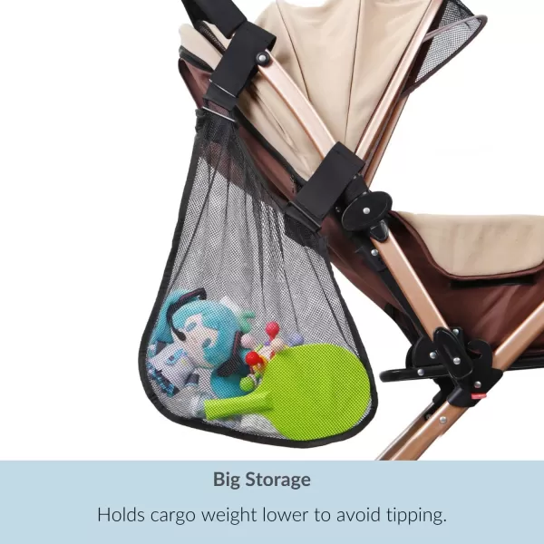 PandaEar 2 Pack Stroller Side Sling Baby Stroller Organizer Mesh Cargo Net Universal NonSlip Stroller Organizer ampamp Storage Black