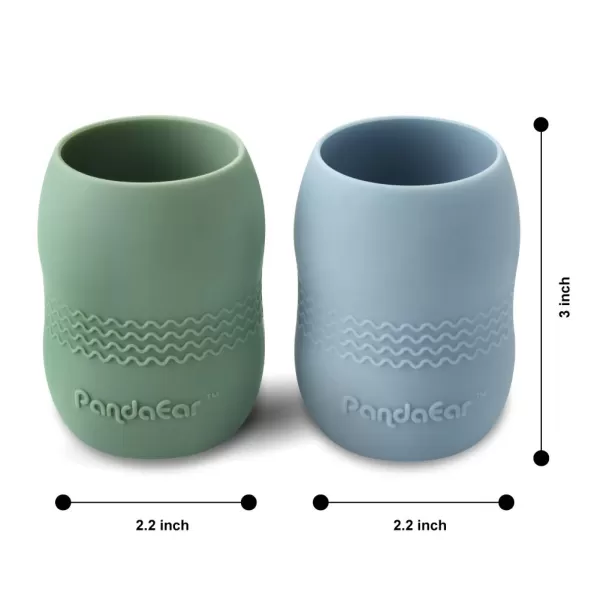 PandaEar 2 Pack100 Tiny Silicone Drinking Training Cup for Baby and Toddler BlueGreenBlueGreen
