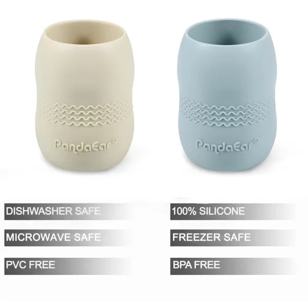 PandaEar 2 Pack100 Tiny Silicone Drinking Training Cup for Baby and Toddler BlueGreenBlueWhite