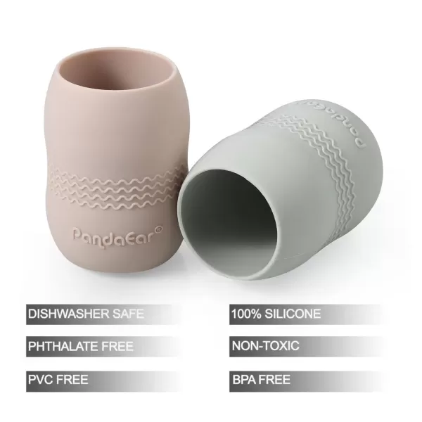 PandaEar 2 Pack100 Tiny Silicone Drinking Training Cup for Baby and Toddler BlueGreenPinkGrey
