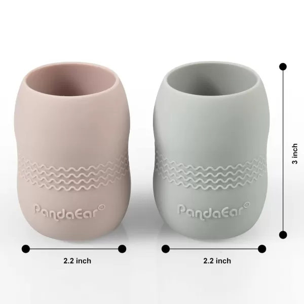 PandaEar 2 Pack100 Tiny Silicone Drinking Training Cup for Baby and Toddler BlueGreenPinkGrey