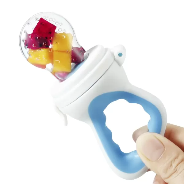 PandaEar 3 Pack Baby Feeder Fresh Fruit Food Feeder with 3 Different Size Silicone Pouch and 1 Pacifier Clips Training Massaging Toy Teether