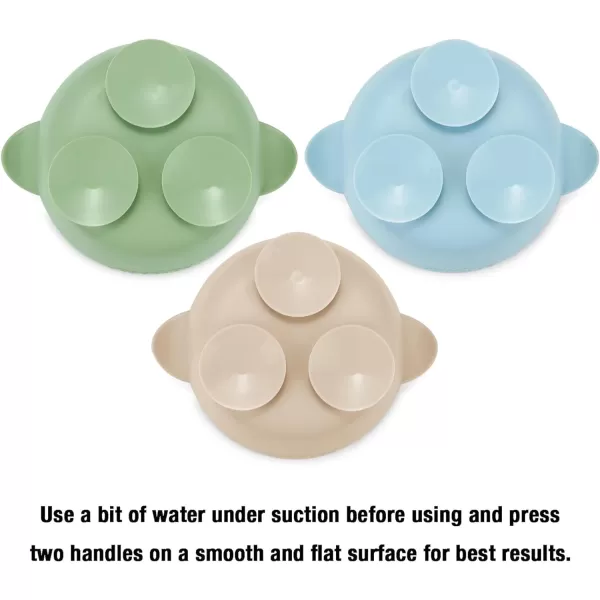 PandaEar 3 Pack Baby Suction Bowls Stay Put Silicone Food Bowl Babies Led Weaning Supplies for Kids Toddlers BPAFree BlueGreenBrown