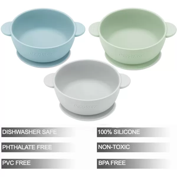PandaEar 3 Pack Suction Bowls for Baby Toddlers 612 months Silicone Baby Bowls with Suction for Food Feeding BPA Free Toddler Bowls Microwave and Dishwasher Safe